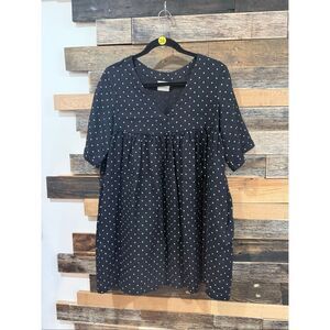 OffOn linen polka dot tunic mini dress fit sz Medium